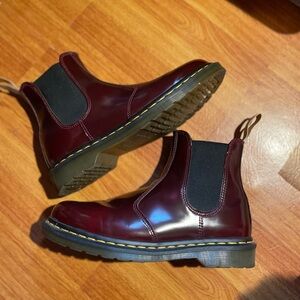 Dr. Martens Cherry Red Boots with Black Elastic